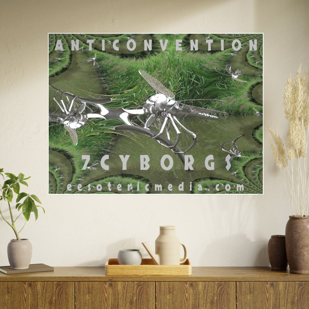 'Anticonvention' (7Cyborgs) Cyber Dragonfly Sci‑Fi Horizontal Satin Art Poster 48"x36" (120cm x 90cm)
