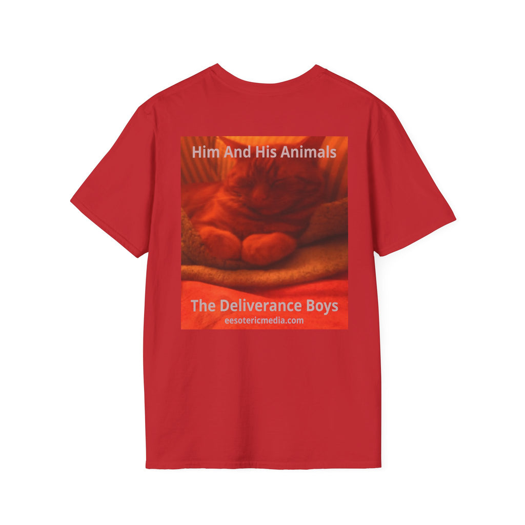 'Him And His Animals' (The Deliverance Boys) シュールな猫グラフィック ソフトスタイル Tシャツ