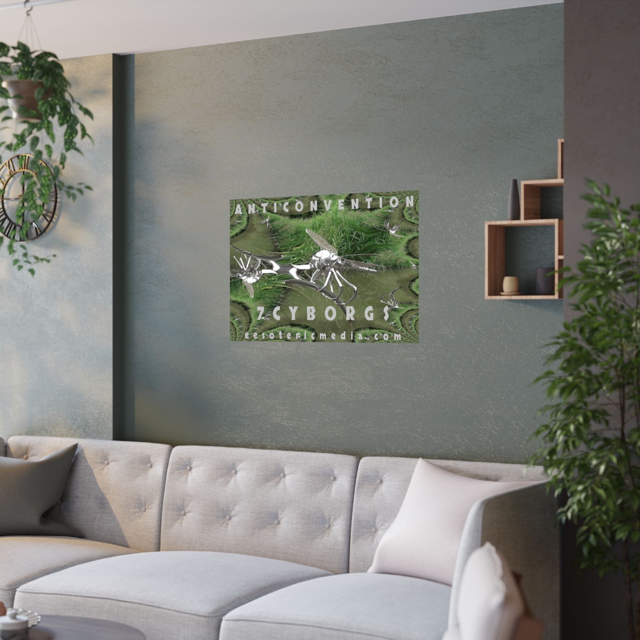 'Anticonvention' (7Cyborgs)  Cyber Dragonfly Sci‑Fi Horizontal Satin Art Poster 36"x24" (90cm x 60cm)