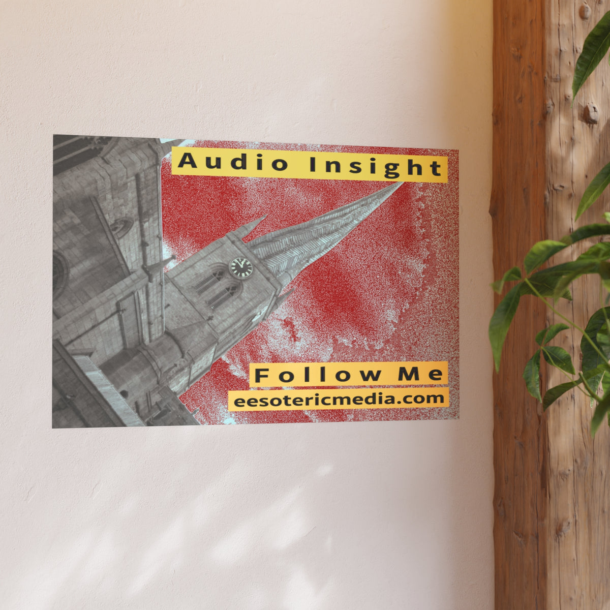 'Follow Me' (Audio Insight) Weathered Rocket-Shaped Spire Design Art Print 36"x24" (90cm x 60cm)
