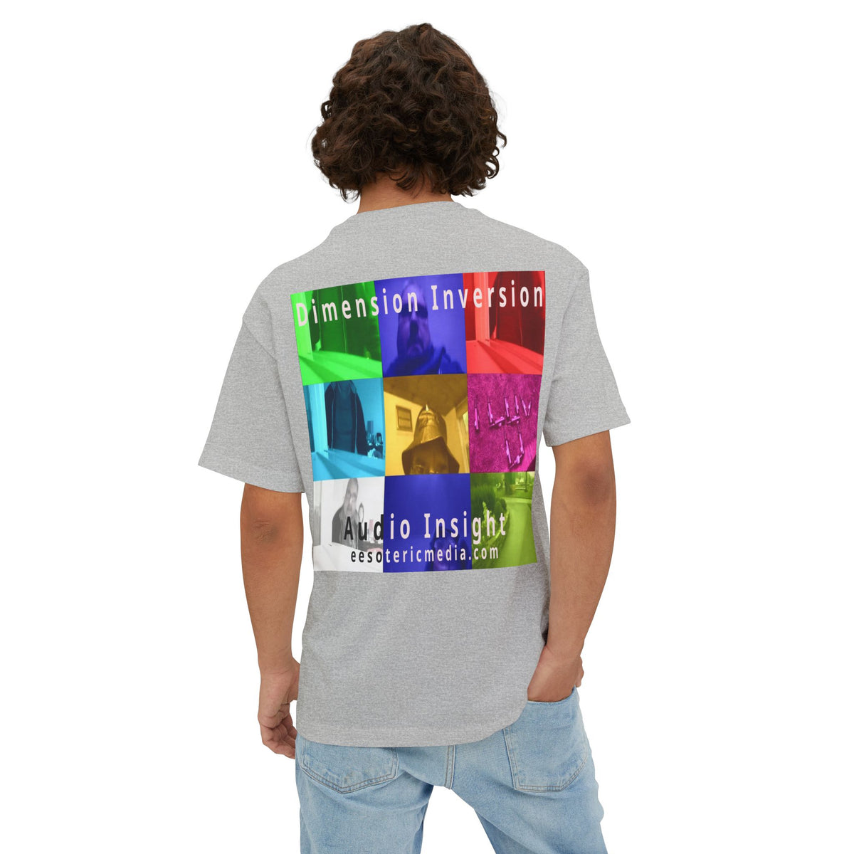 'Dimension Inversion' (Audio Insight) Colorful Surreal Collage Graphic Oversize Boxy T-Shirt