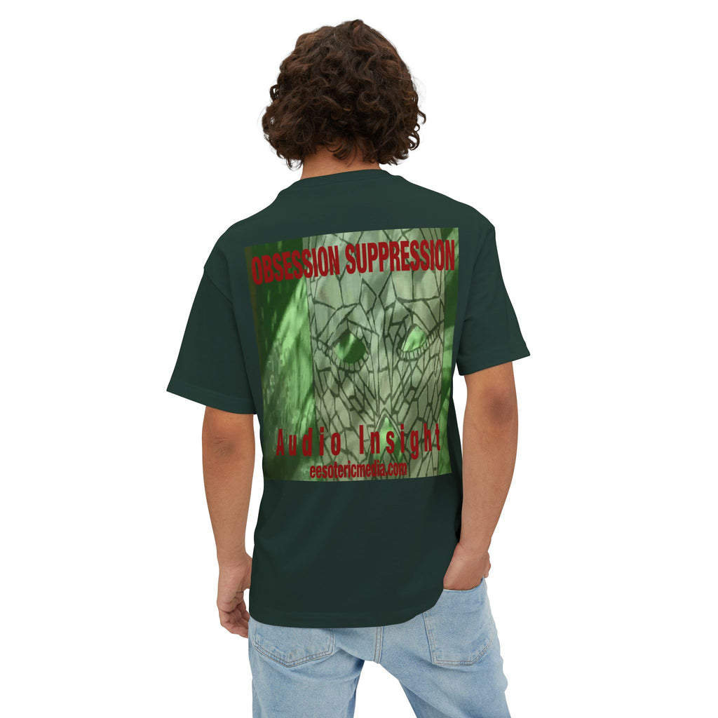 T-shirt oversize à coupe carrée avec motif tête de mort rétro science-fiction « Obsession Suppression » (Audio Insight)