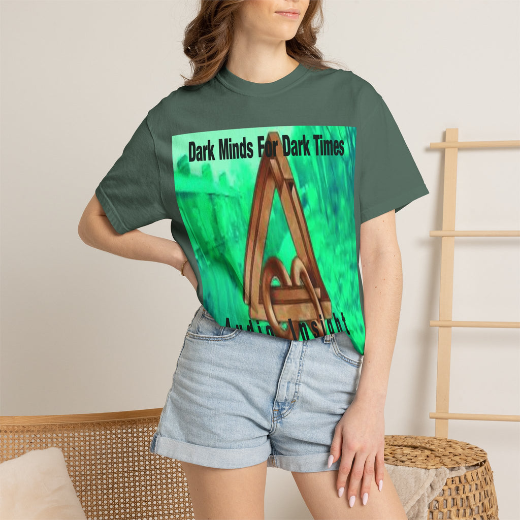 'Dark Minds For Dark Times' (Audio Insight) Futuristic Graphic Unisex Garment-Dyed T-Shirt