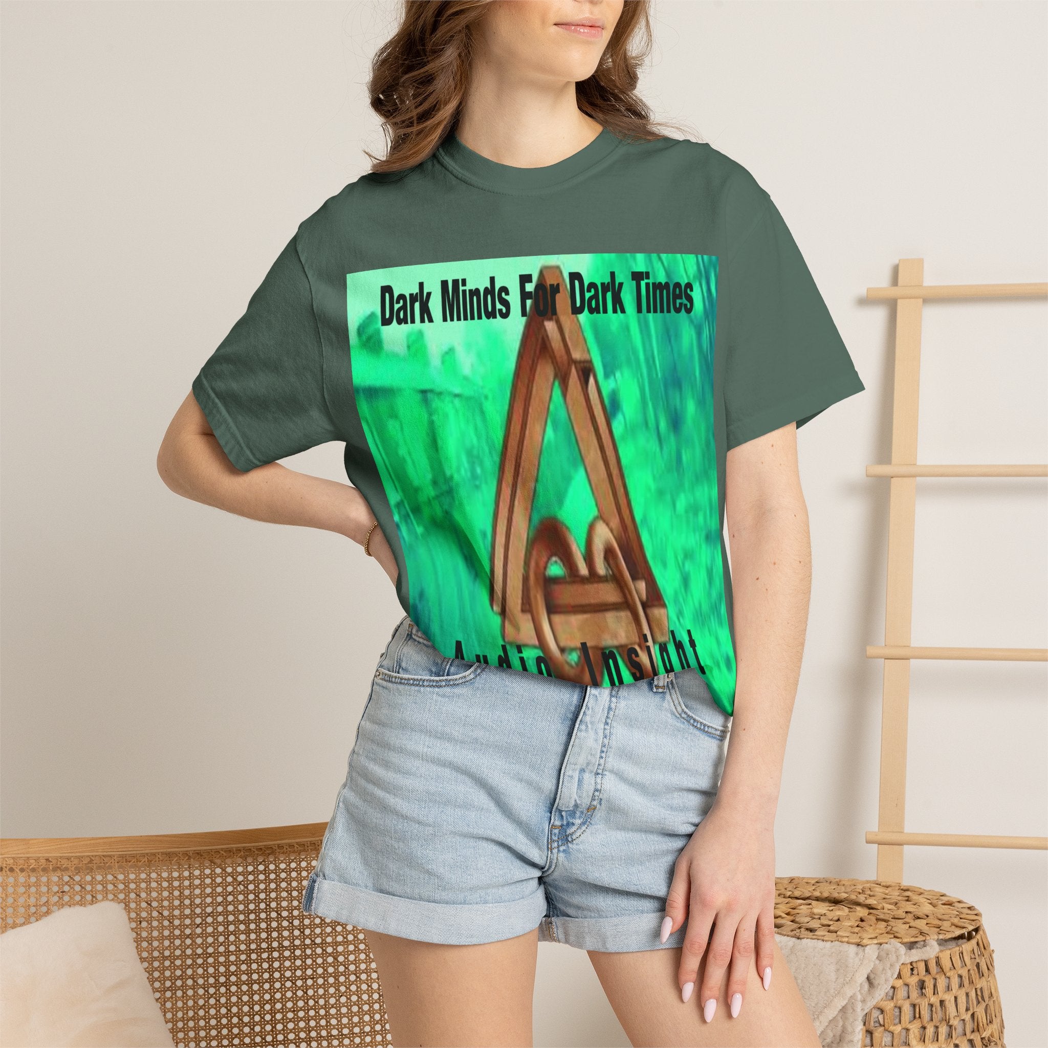 'Dark Minds For Dark Times' (Audio Insight) Futuristic Graphic Unisex Garment-Dyed T-Shirt