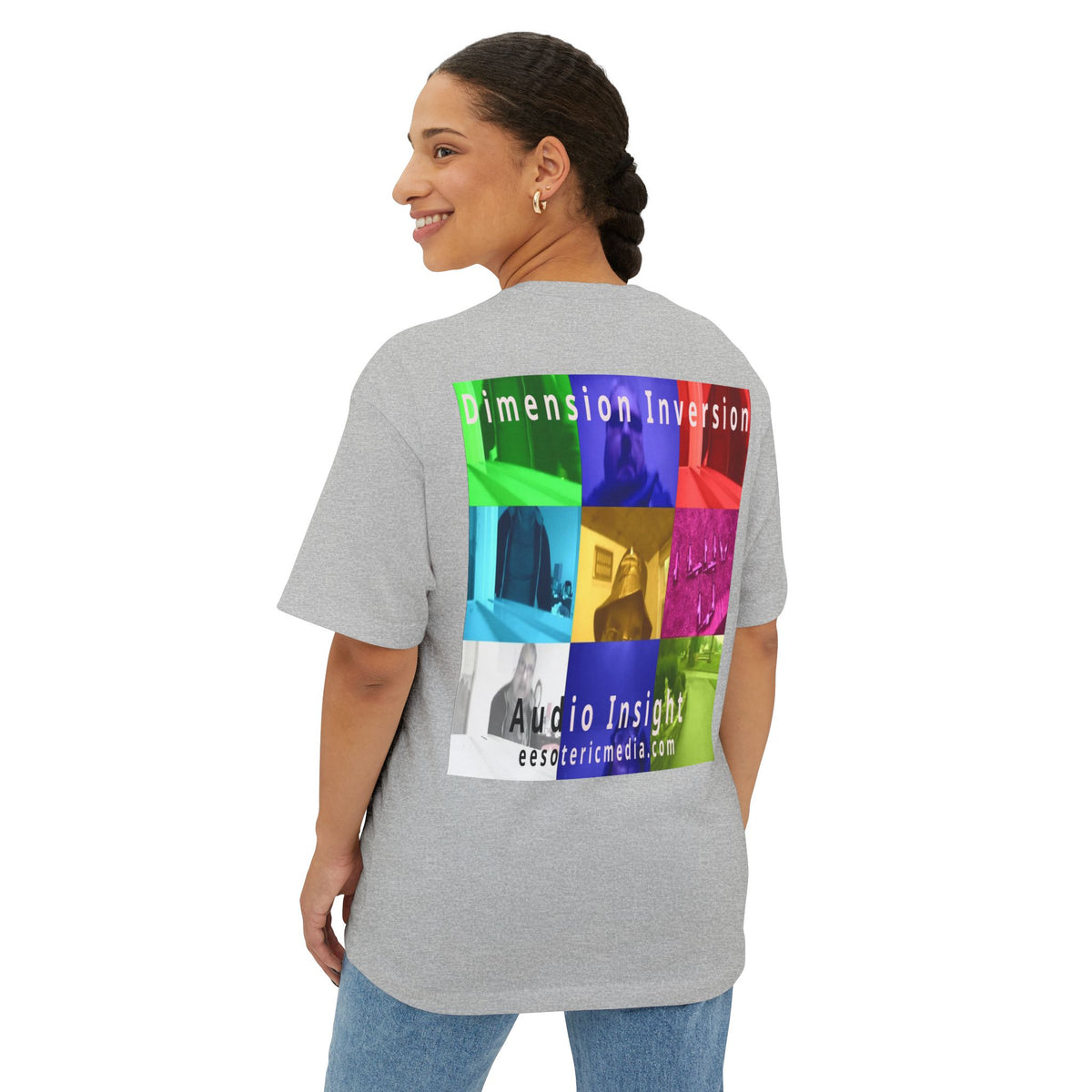 'Dimension Inversion' (Audio Insight) Colorful Surreal Collage Graphic Oversize Boxy T-Shirt