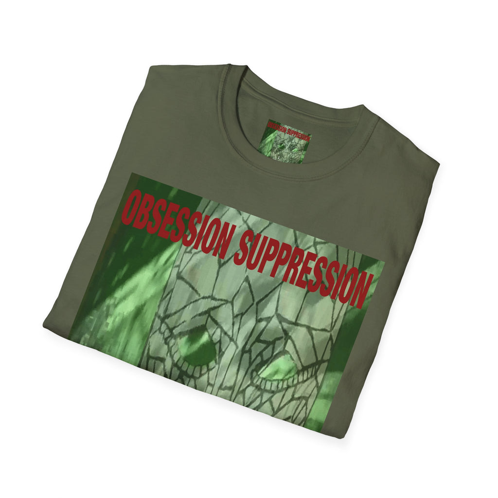 'Obsession Suppression' (Audio Insight) Camiseta Softstyle Gráfica de Calavera Retro de Ciencia Ficción