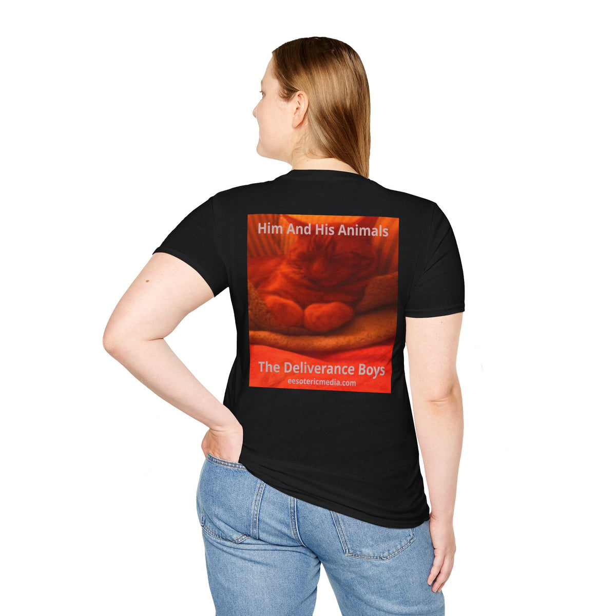 'Him And His Animals' (The Deliverance Boys) シュールな猫グラフィック ソフトスタイル Tシャツ