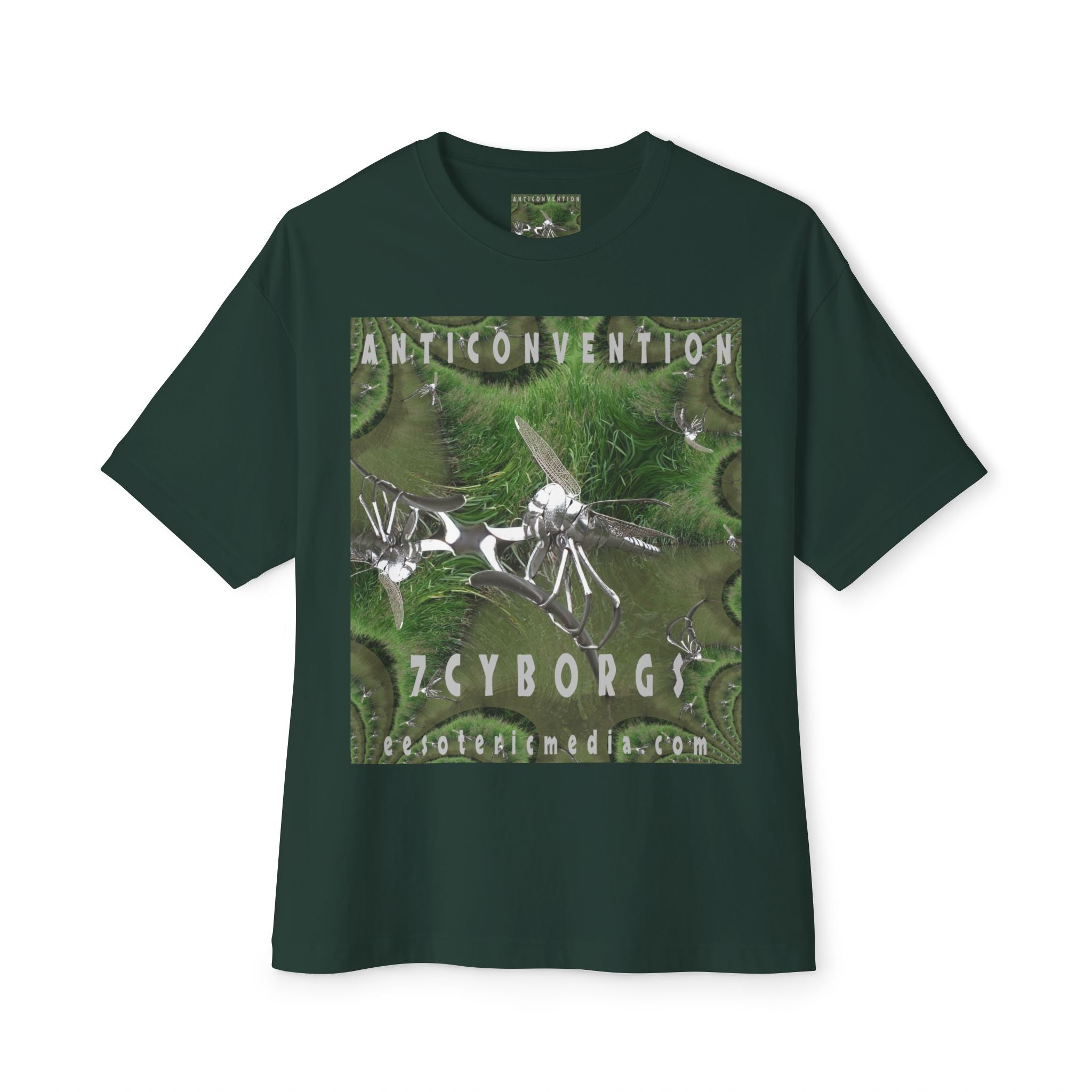 'Anticonvention' (7Cyborgs} Sci‑Fi Dragonfly Cyborg Design Oversize Graphic Boxy Tee