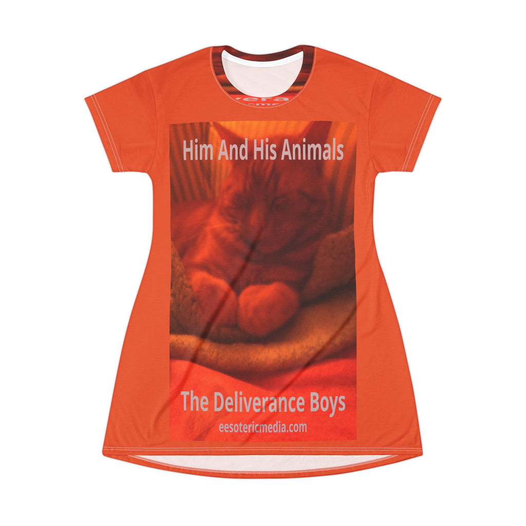 'Him And His Animals' (The Deliverance Boys) Vestido Camiseta Gráfico de Gato Surrealista