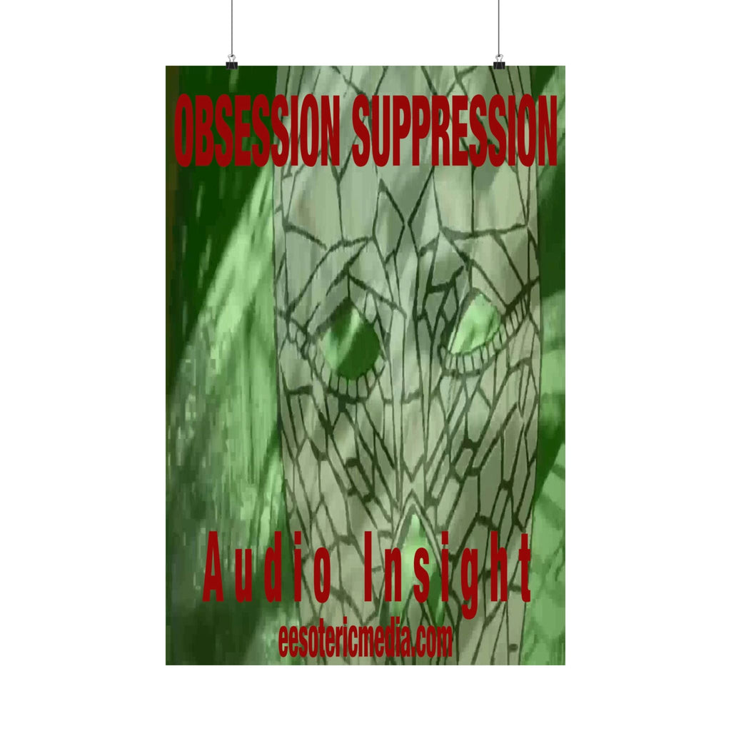 'Obsession Suppression' (Audio Insight) Green Mosaic Sci Fi Skull Vertical Satin Art Poster 24"x36" (60cm x 90cm)