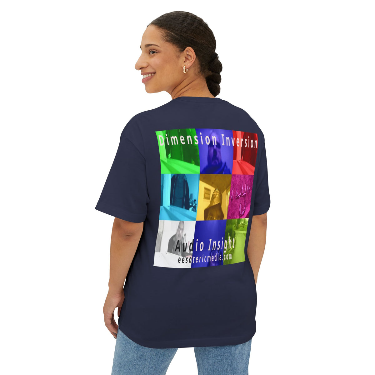 'Dimension Inversion' (Audio Insight) Colorful Surreal Collage Graphic Oversize Boxy T-Shirt