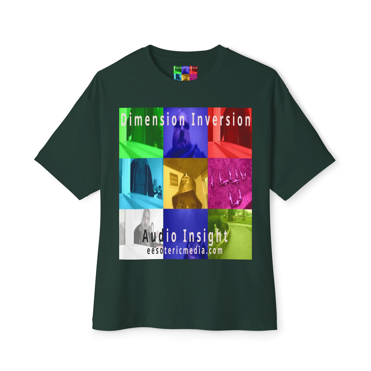 'Dimension Inversion' (Audio Insight) Colorful Surreal Collage Graphic Oversize Boxy T-Shirt