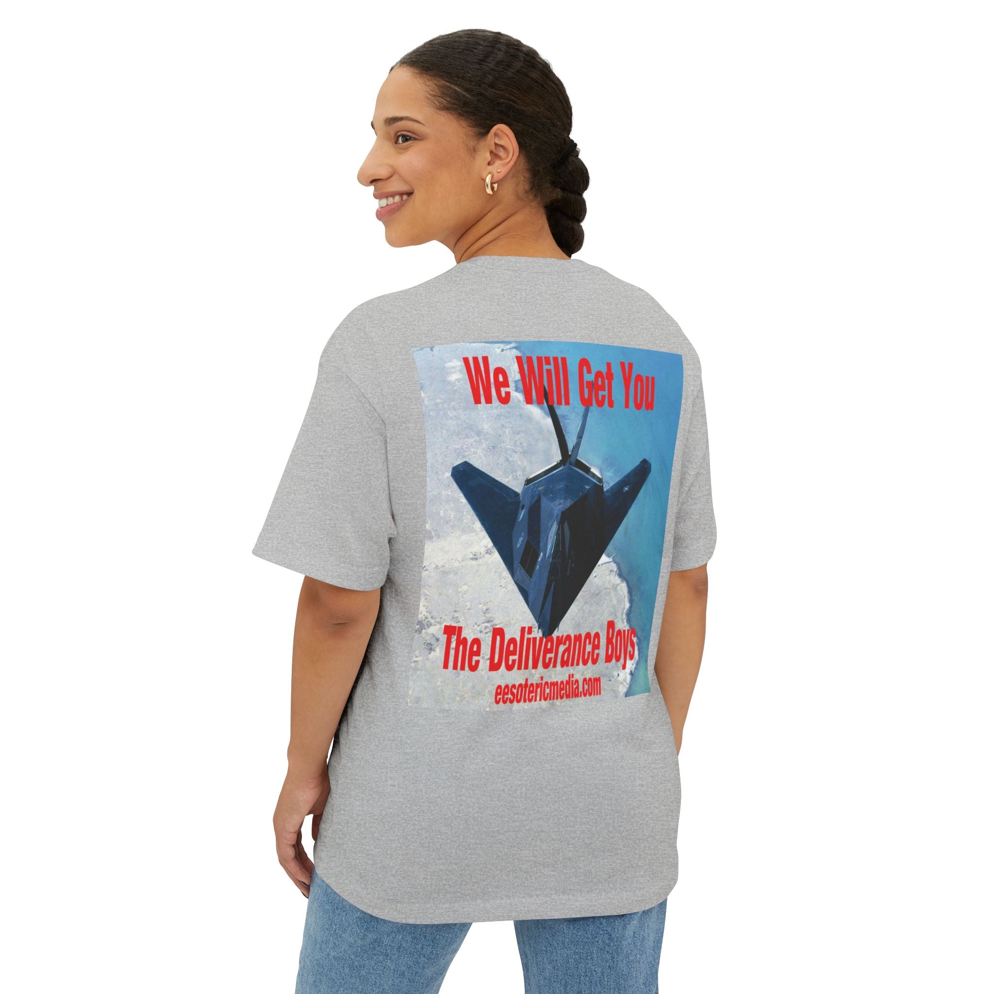 'We Will Get You' (The Deliverance Boys) Stealth Fighter Jet Oversize Graphic Tee
