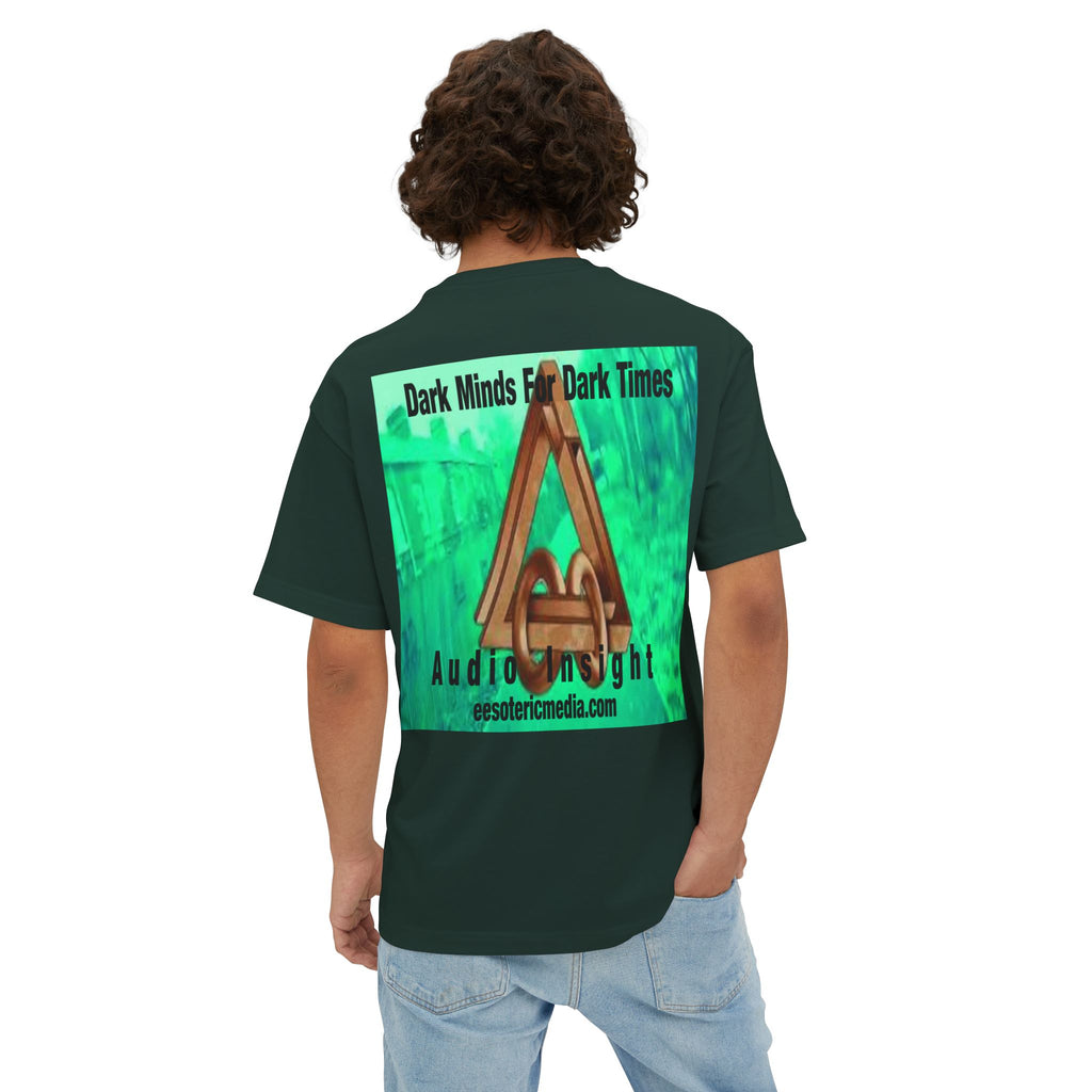 'Dark Minds For Dark Times' (Audio Insight) Camiseta Oversize de Corte Cuadrado Gráfica Surrealista de Símbolo de Ciencia Ficción