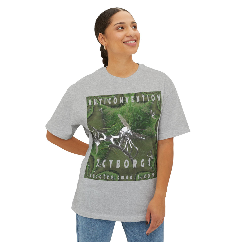 'Anticonvention' (7Cyborgs} Sci‑Fi Dragonfly Cyborg Design Oversize Graphic Boxy Tee