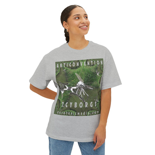 'Anticonvention' (7Cyborgs} Sci‑Fi Dragonfly Cyborg Design Oversize Graphic Boxy Tee