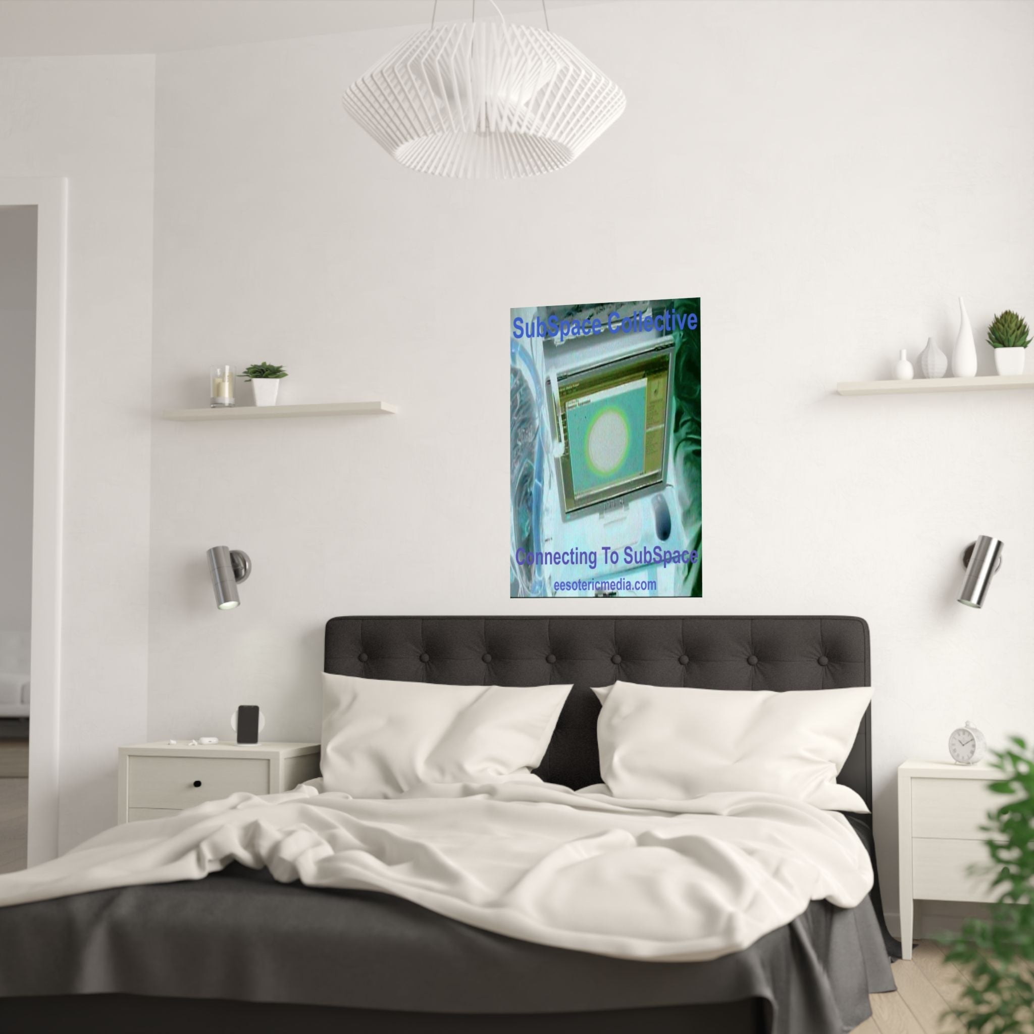 'Connecting to SubSpace' (SubSpace Collective) Retro Cyber Vertical Satin Art Poster 24"x36" (60cm x 90cm)