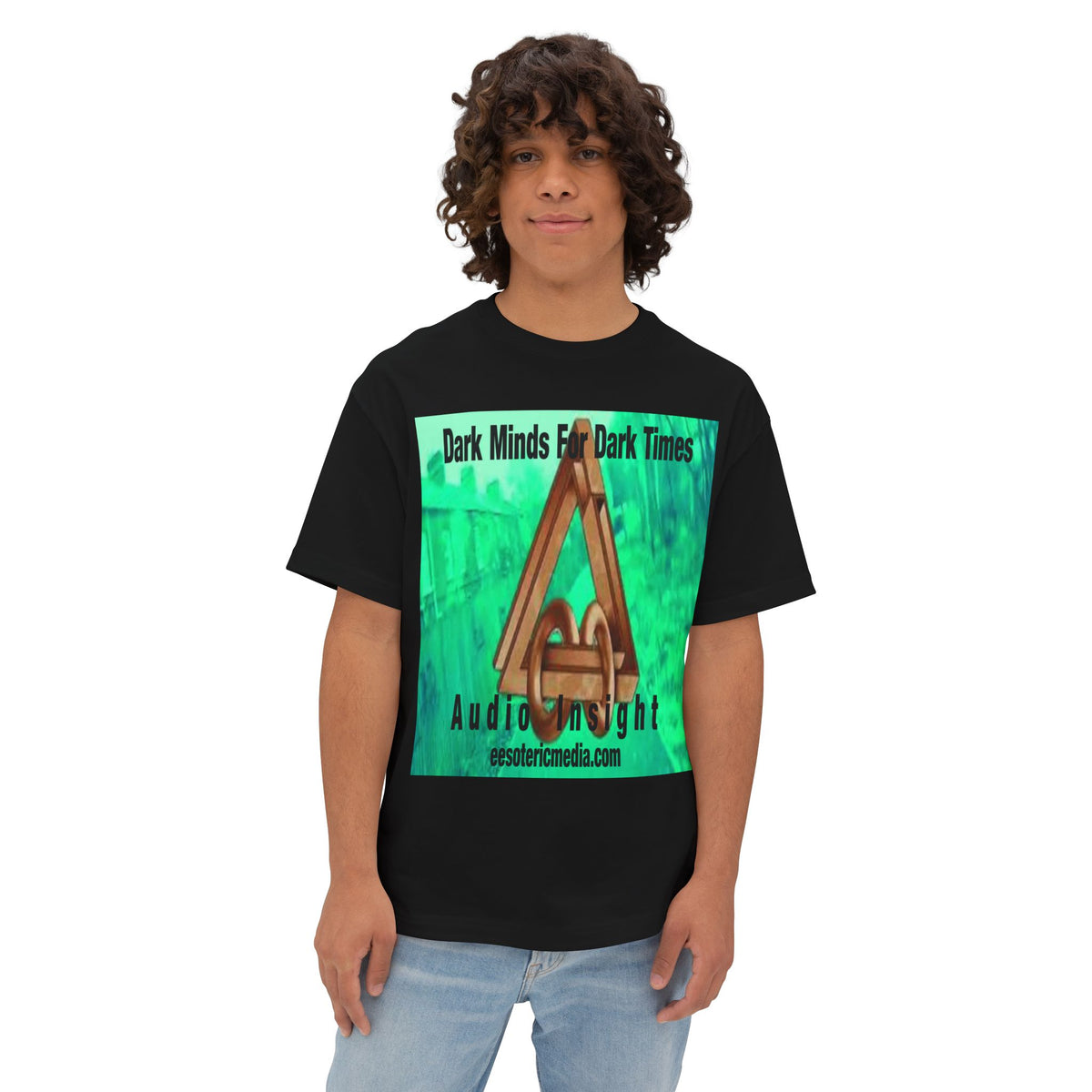'Dark Minds For Dark Times' (Audio Insight) Surreal Sci Fi Symbol Graphic Oversize Boxy T-Shirt