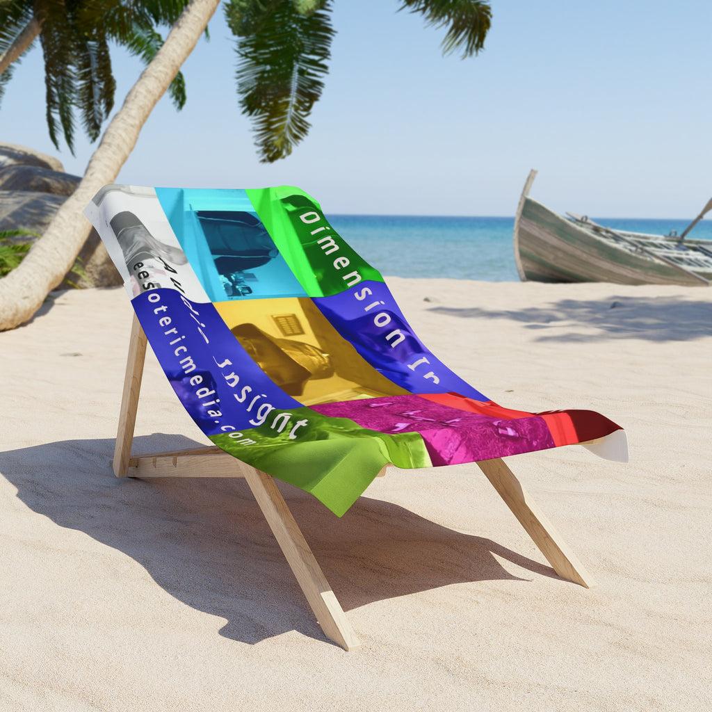 'Dimension Inversion' (Audio Insight) Bright Colorful Collage Beach Towel 60"x30" (150cm x 75cm)