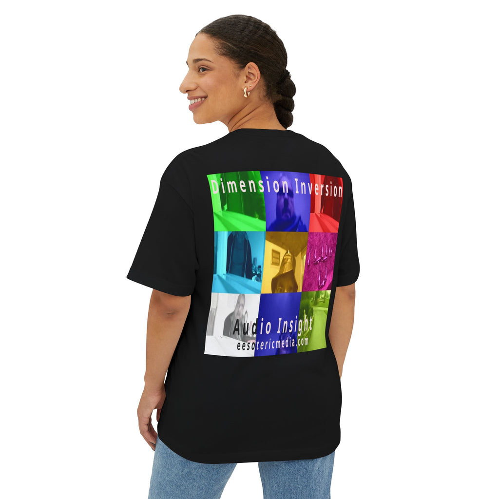'Dimension Inversion' (Audio Insight) Colorful Surreal Collage Graphic Oversize Boxy T-Shirt