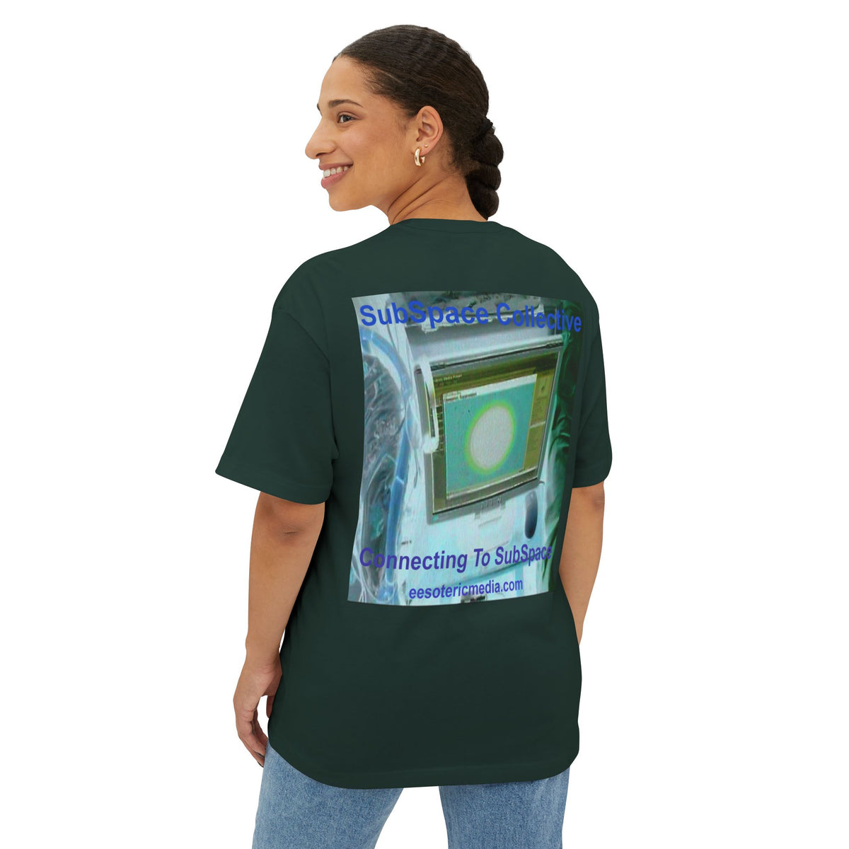 'Connecting To SubSpace' (SubSpace Collective) Retro TV Sci Fi Oversize Boxy T-Shirt
