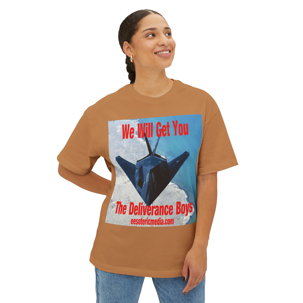 'We Will Get You' (The Deliverance Boys) Stealth Fighter Jet Oversize Graphic Tee