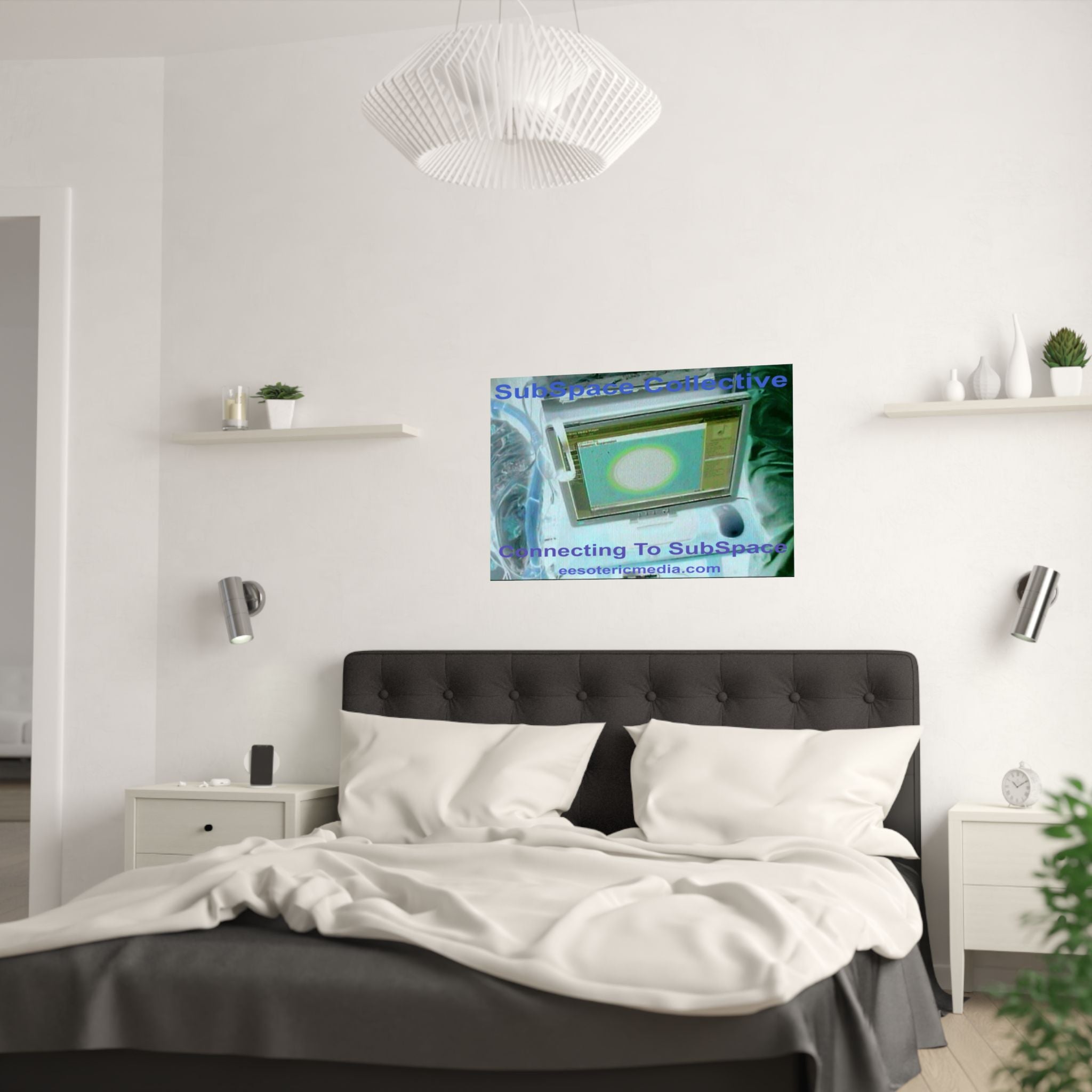 'Connecting To SubSpace' (SubSpace Collective) Retro Tech Horizontal Satin Art Poster 36"x24" (90cm x 60cm)