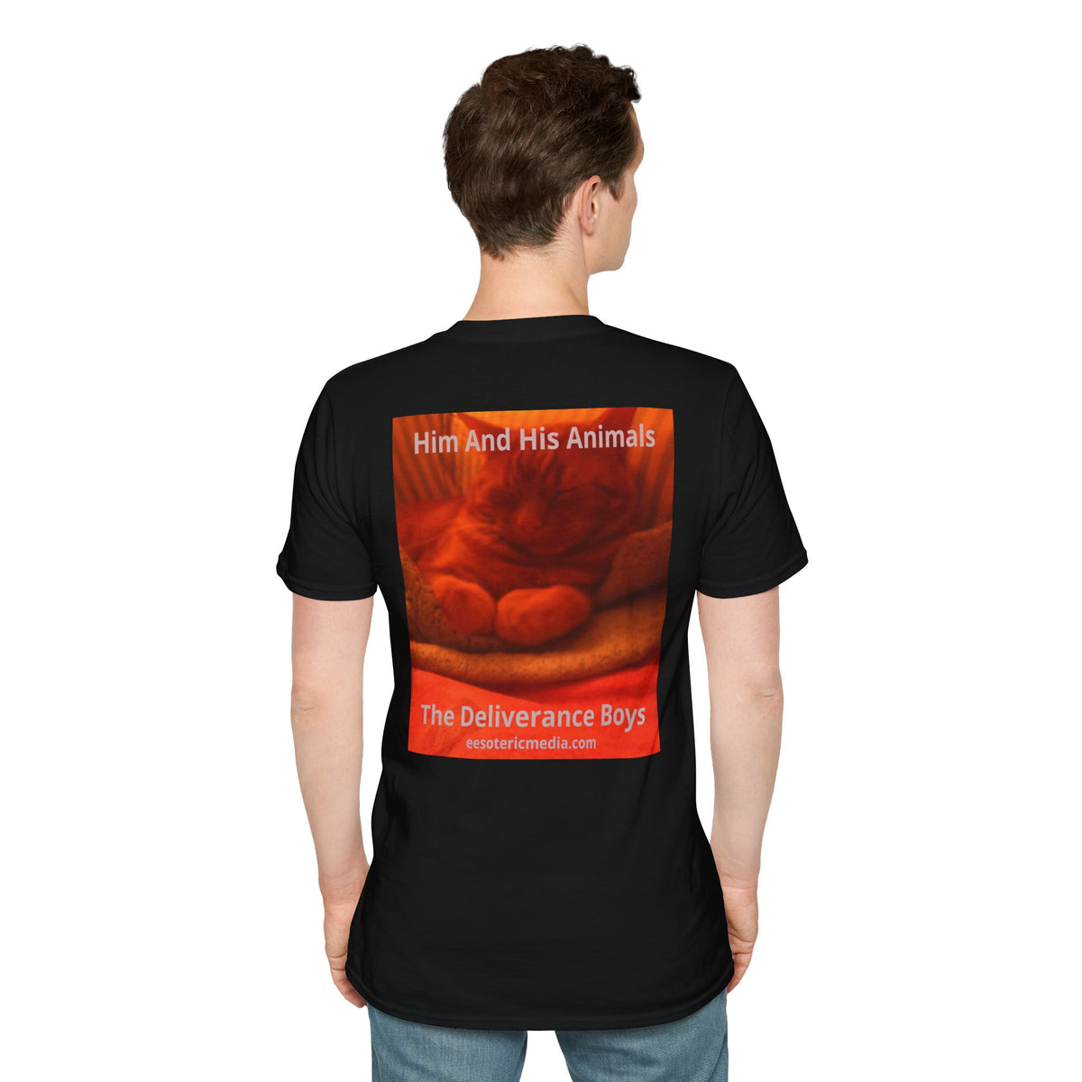 'Him And His Animals' (The Deliverance Boys) シュールな猫グラフィック ソフトスタイル Tシャツ