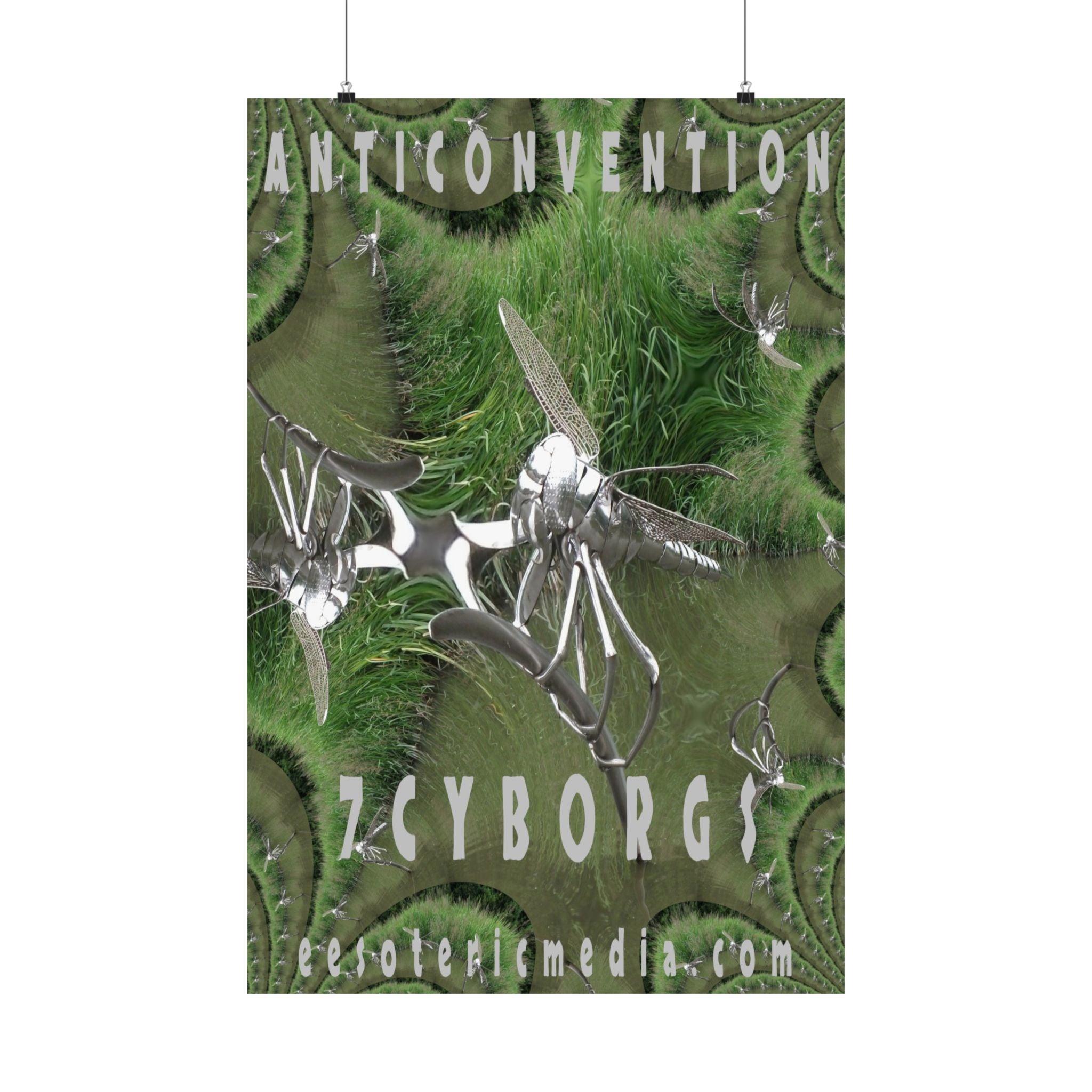 'Anticonvention' (7Cyborgs) Cyber Dragonfly Sci‑Fi Vertical Satin Art Poster 24"x36" (60cm x 90cm)