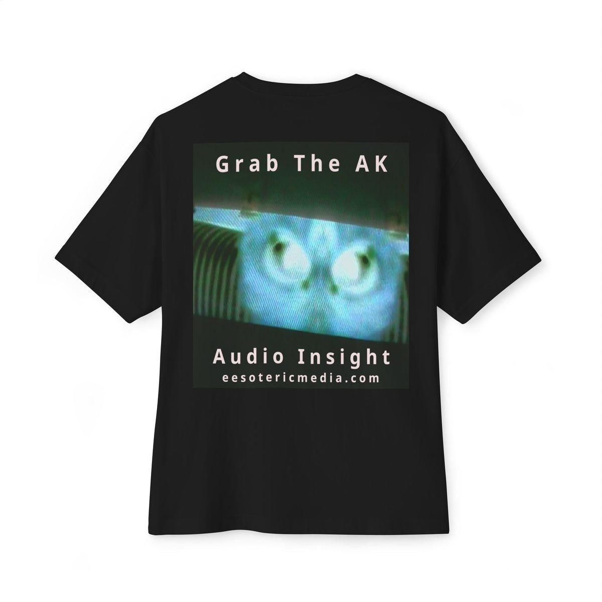 'Grab The AK' (Audio Insight) Sinister Surreal Digital Being Graphic Oversize Boxy T-Shirt