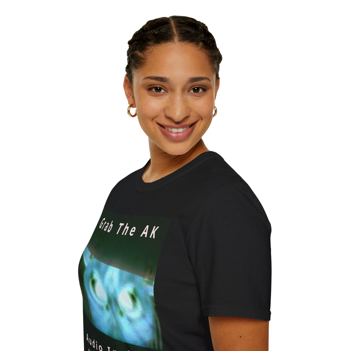 'Grab The AK' (Audio Insight) Sinister Surreal Digital Being Graphic Softstyle T-Shirt
