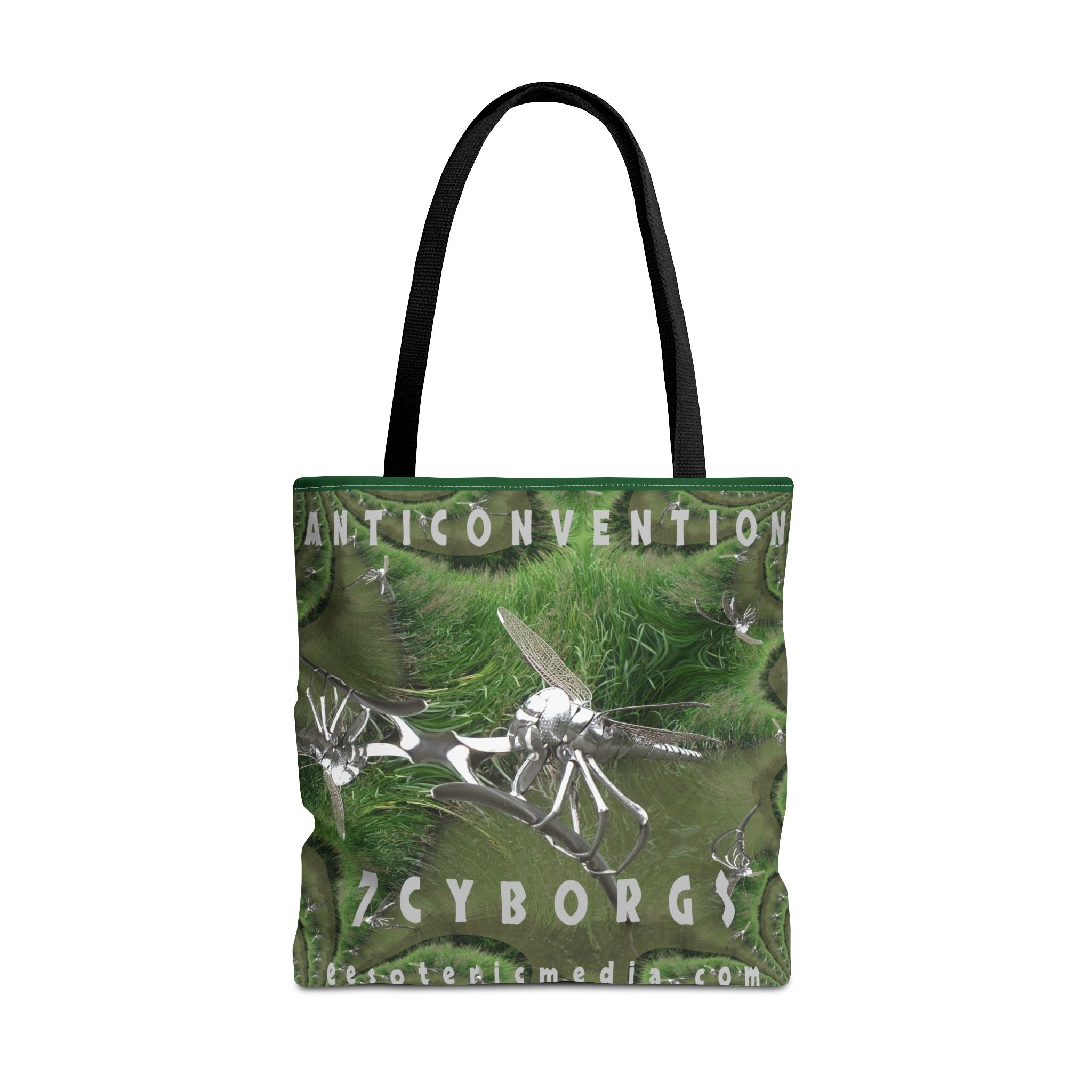 'Anticonvention' (7Cyborgs) Futuristic Dragonfly Graphic Tote Bag 18"x18" (45m x 45cm)