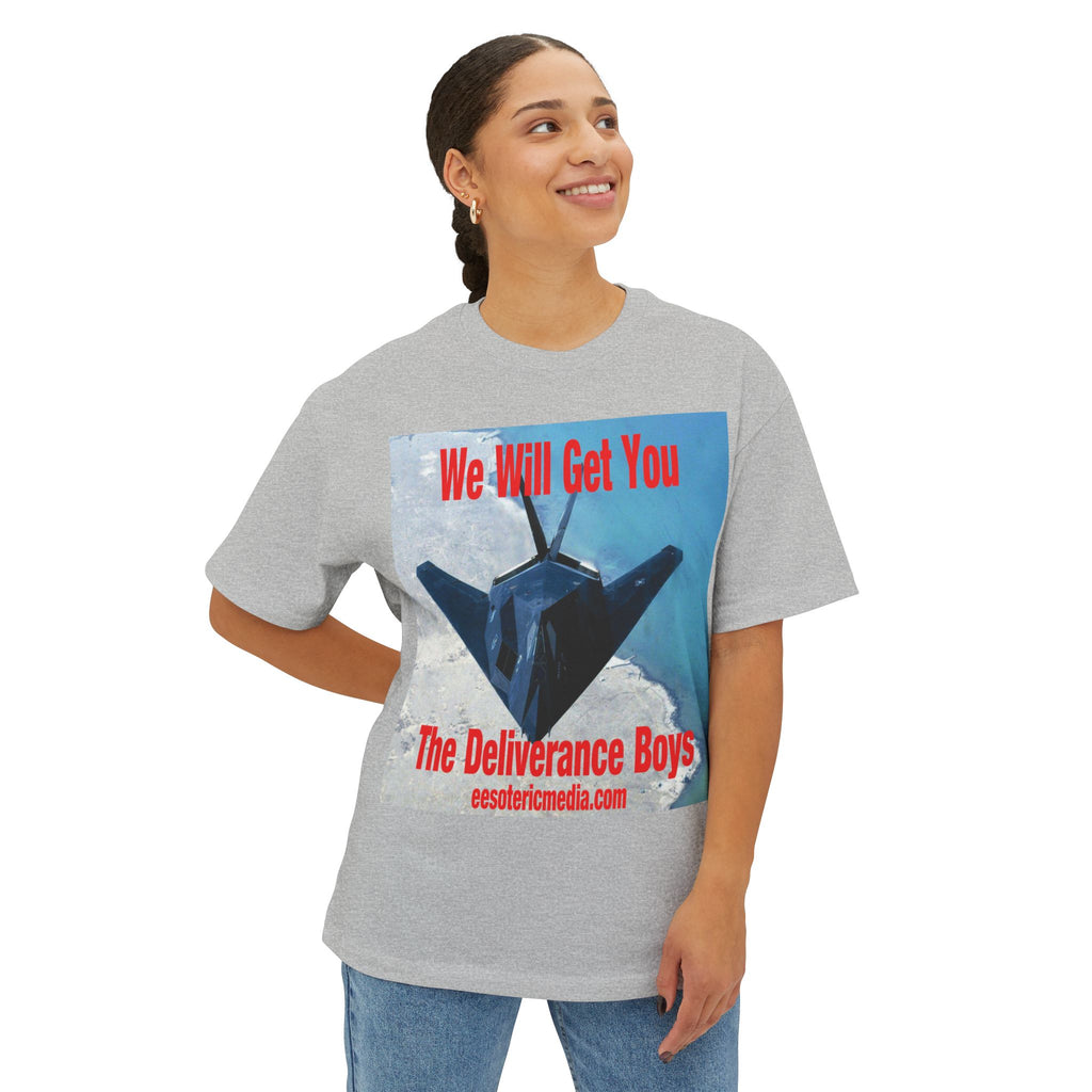 'We Will Get You' (The Deliverance Boys) Stealth Fighter Jet Oversize Graphic Tee