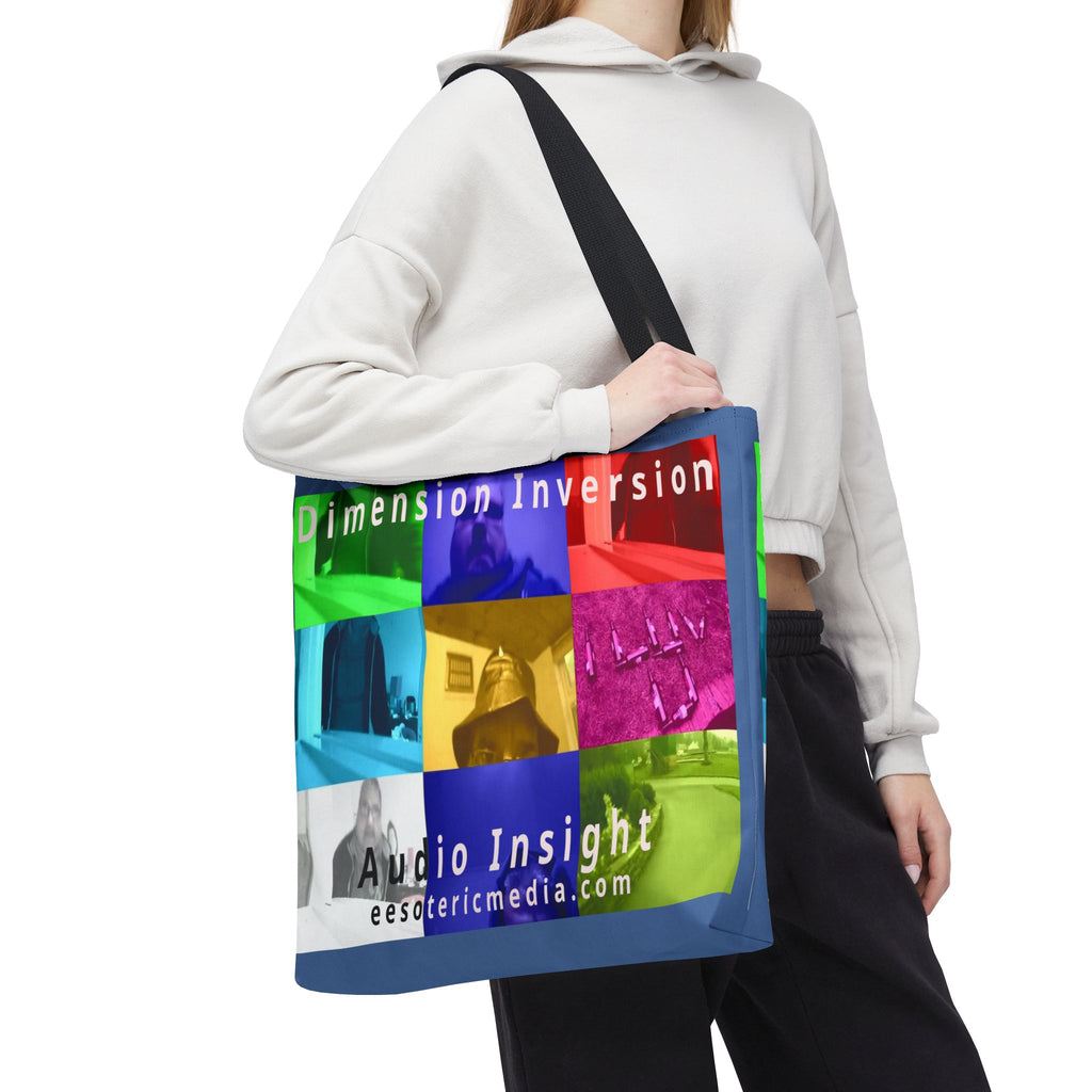 'Dimension Inversion' (Audio Insight) Bolsa Tote Gráfica de Arte de Collage Surrealista Colorido(45cm x 45cm)