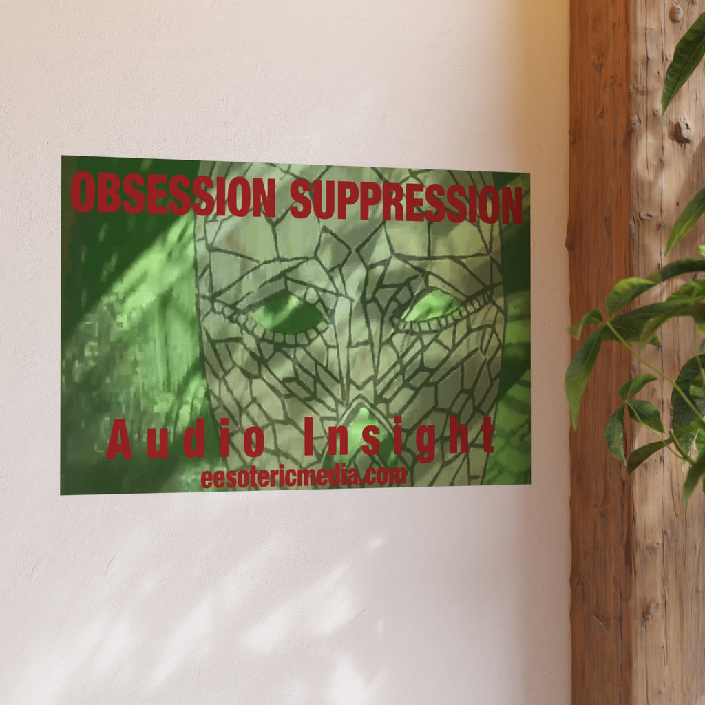 «Obsession Suppression» (Audio Insight) Lámina artística gráfica con una calavera espacial surrealista, 90 × 60 cm