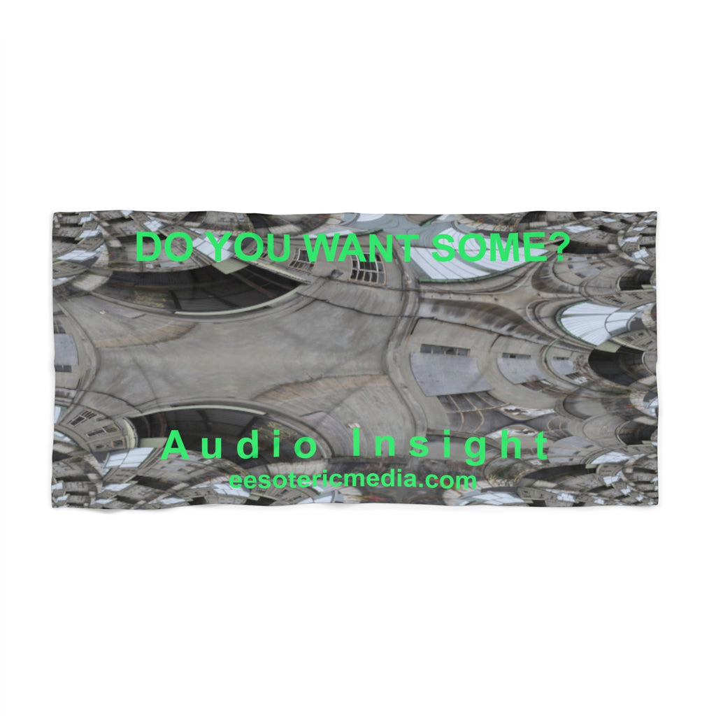 Large 'Do You Want Some?' (Audio Insight) Kaleidoscope Grey Beach Towel 72"x36" (180cm x 90cm)