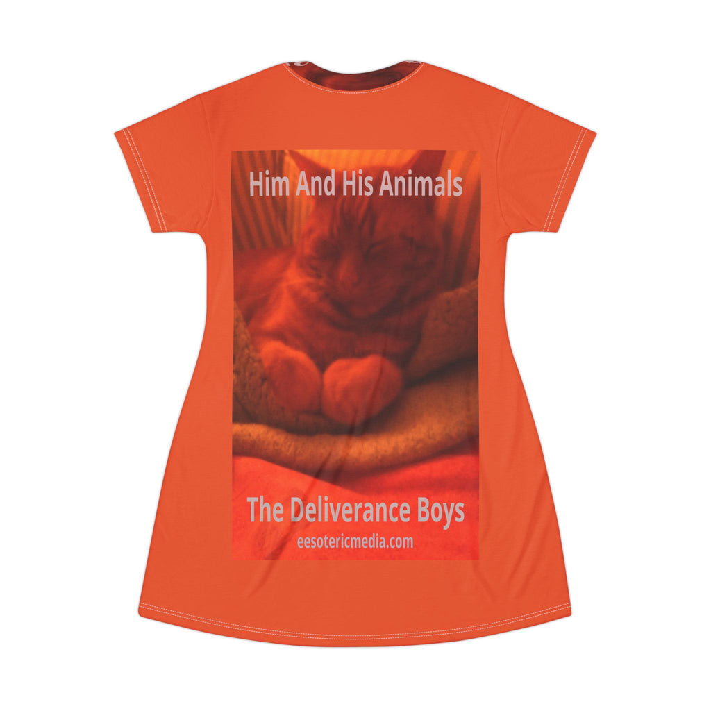 'Him And His Animals' (The Deliverance Boys) Vestido Camiseta Gráfico de Gato Surrealista