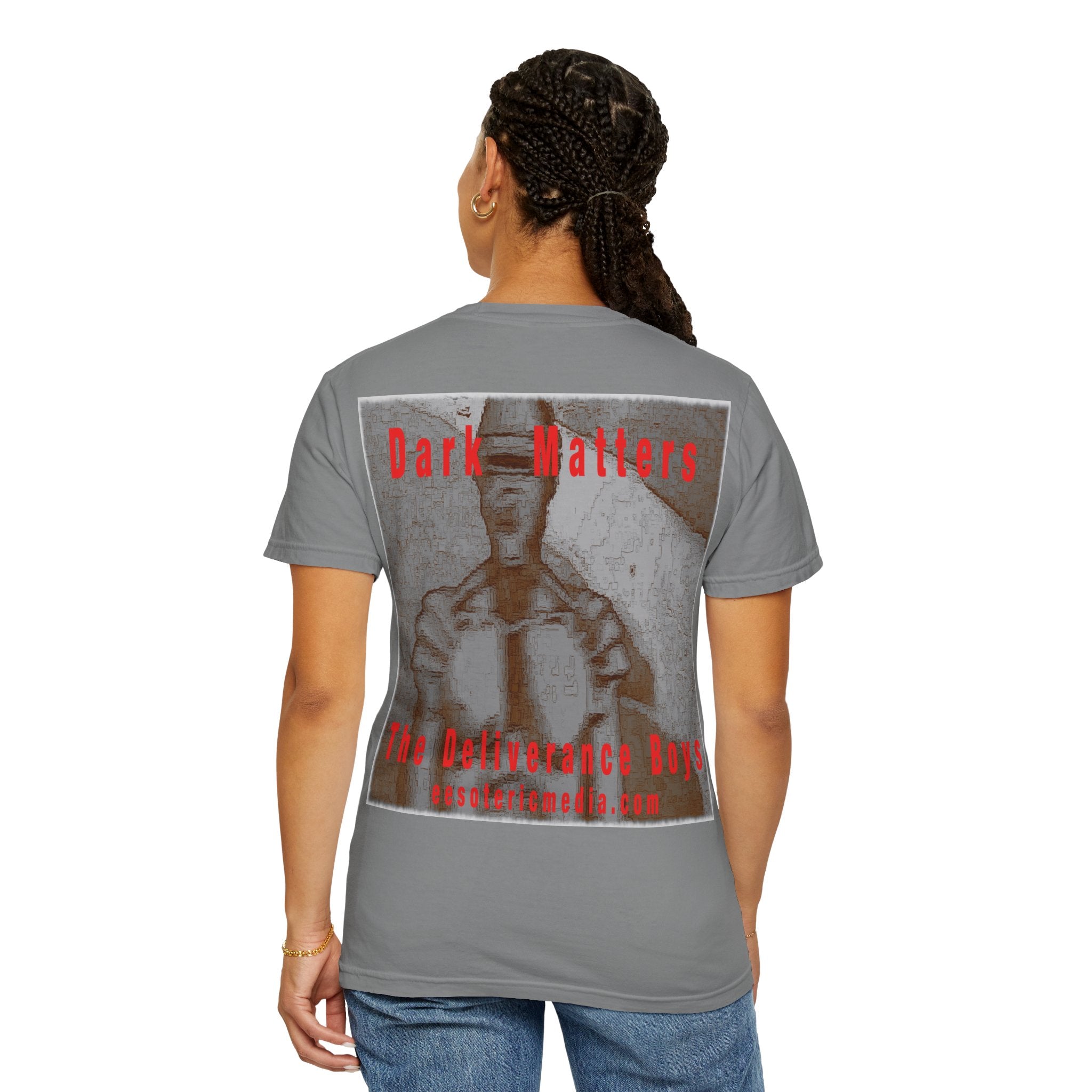 'Dark Matters' (Audio Insight) Retro Sc-Fi Robotic Graphic Unisex Garment-Dyed T-Shirt