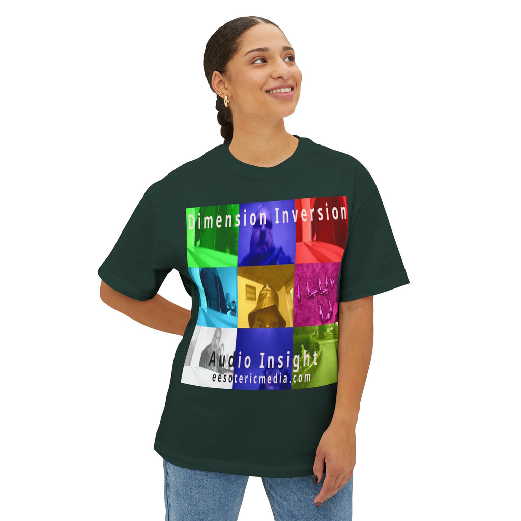'Dimension Inversion' (Audio Insight) Colorful Surreal Collage Graphic Oversize Boxy T-Shirt