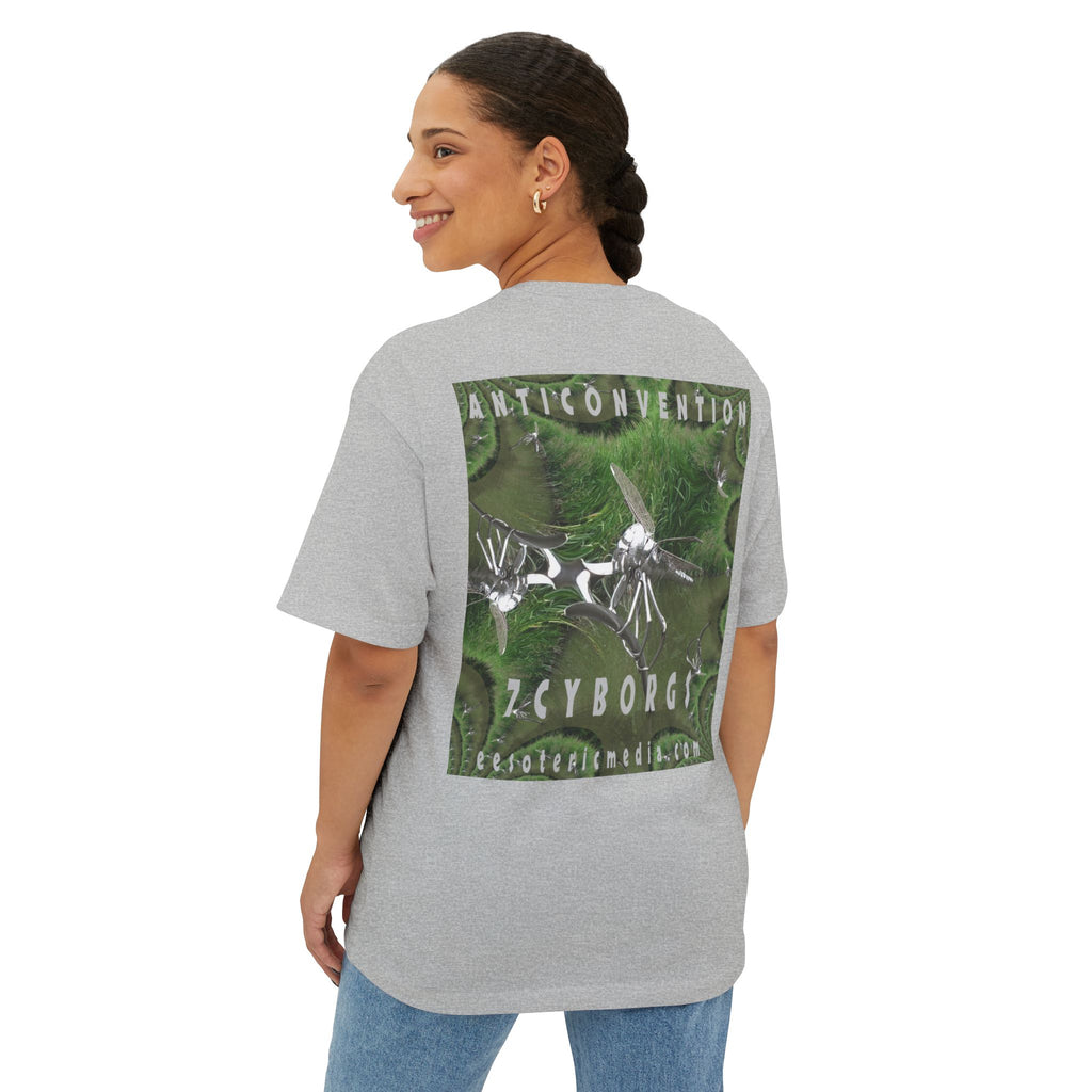 'Anticonvention' (7Cyborgs} Sci‑Fi Dragonfly Cyborg Design Oversize Graphic Boxy Tee