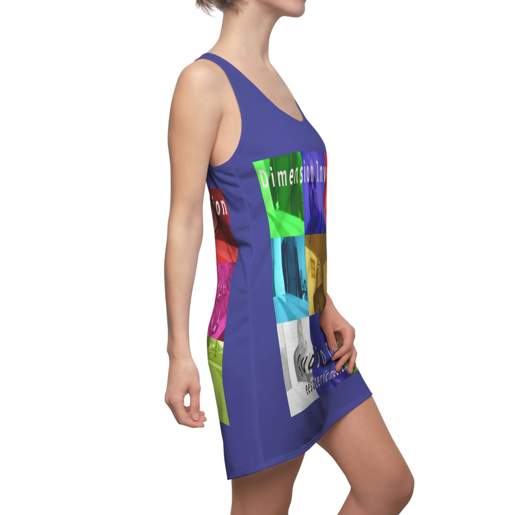 'Dimension Inversion' (Audio Insight) Vestido Deportivo Gráfico de Collage Surrealista Colorido