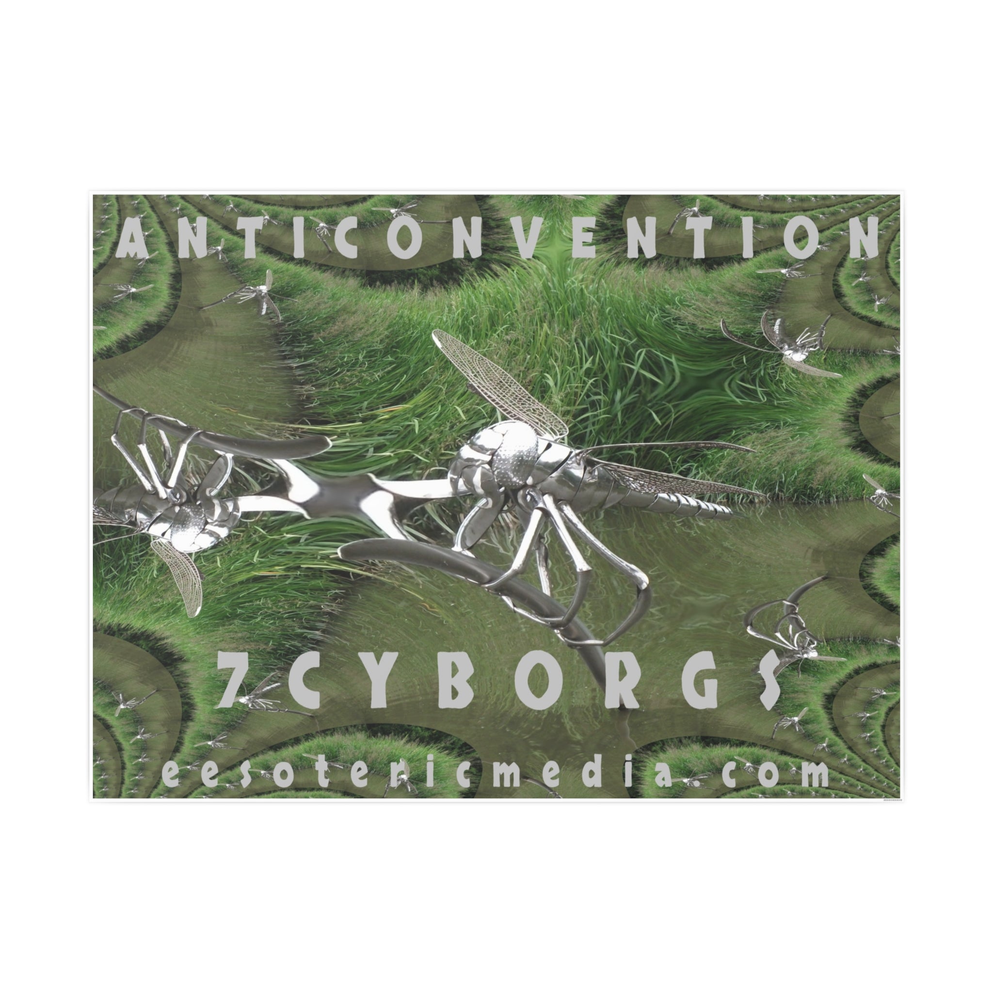 'Anticonvention' (7Cyborgs) Cyber Dragonfly Sci‑Fi Horizontal Satin Art Poster 48"x36" (120cm x 90cm)