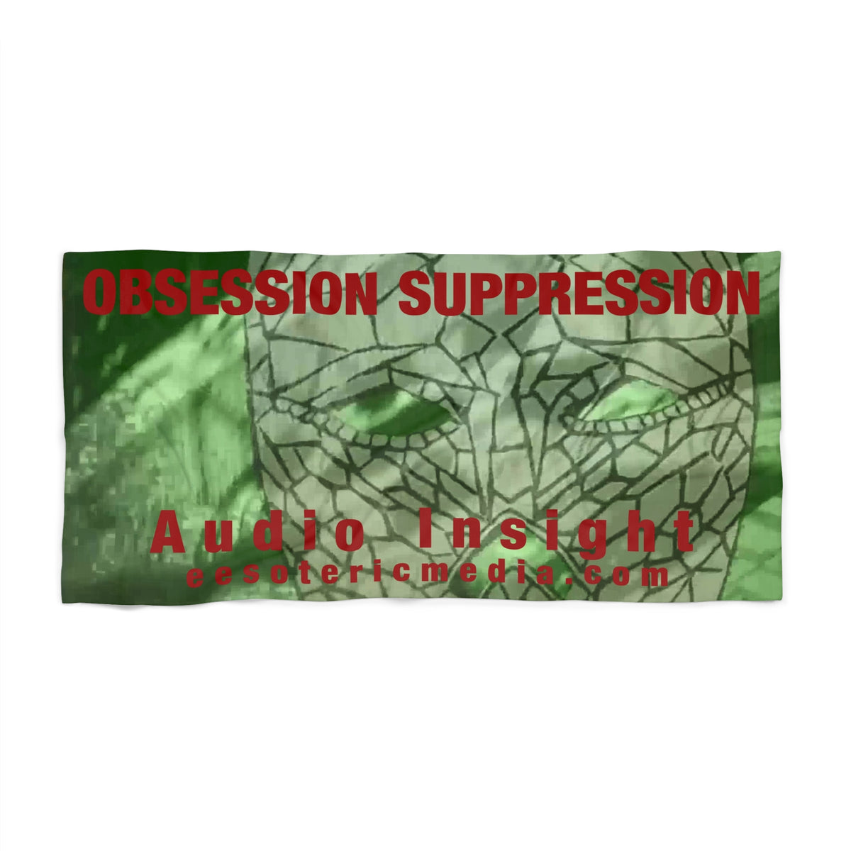 Large 'Obsession Suppression' (Audio Insight) Retro Sci Fi Green Mosaic Skull Beach Towel 72"x36" (180cm x 90cm)