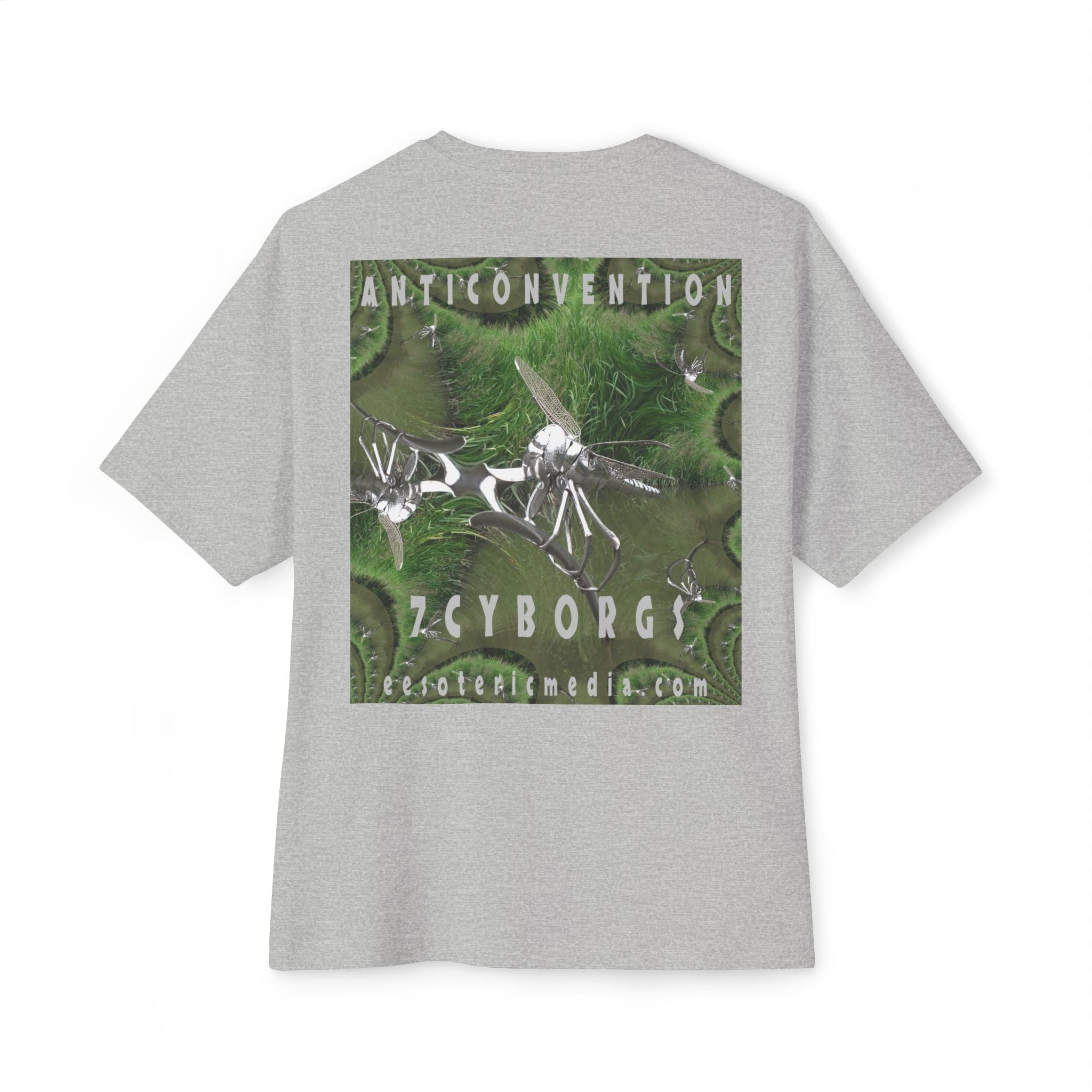 'Anticonvention' (7Cyborgs} Sci‑Fi Dragonfly Cyborg Design Oversize Graphic Boxy Tee