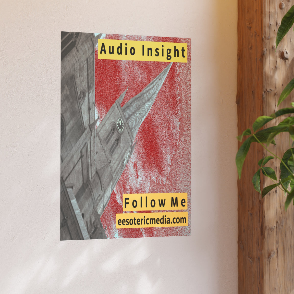 'Follow Me' (Audio Insight) पुरानेपन वाला रॉकेट-आकार का शिखर डिज़ाइन कला प्रिंट 24"x36" (60cm x 90cm)