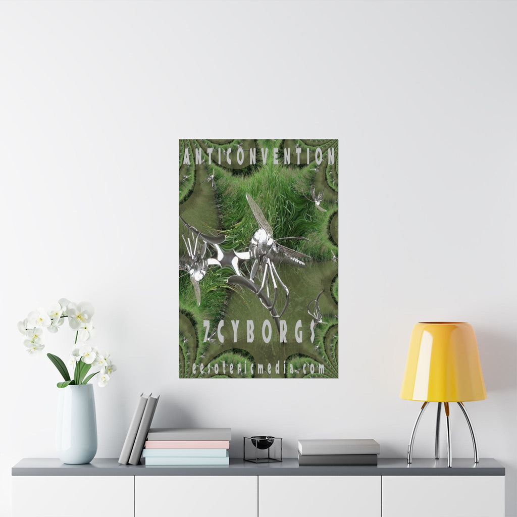 'Anticonvention' (7Cyborgs) Cyber Dragonfly Sci‑Fi Vertical Satin Art Poster 24"x36" (60cm x 90cm)