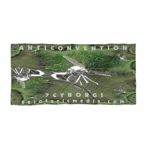'Anticonvention' (7Cyborgs) Futuristic Dragonfly Graphic Beach Towel