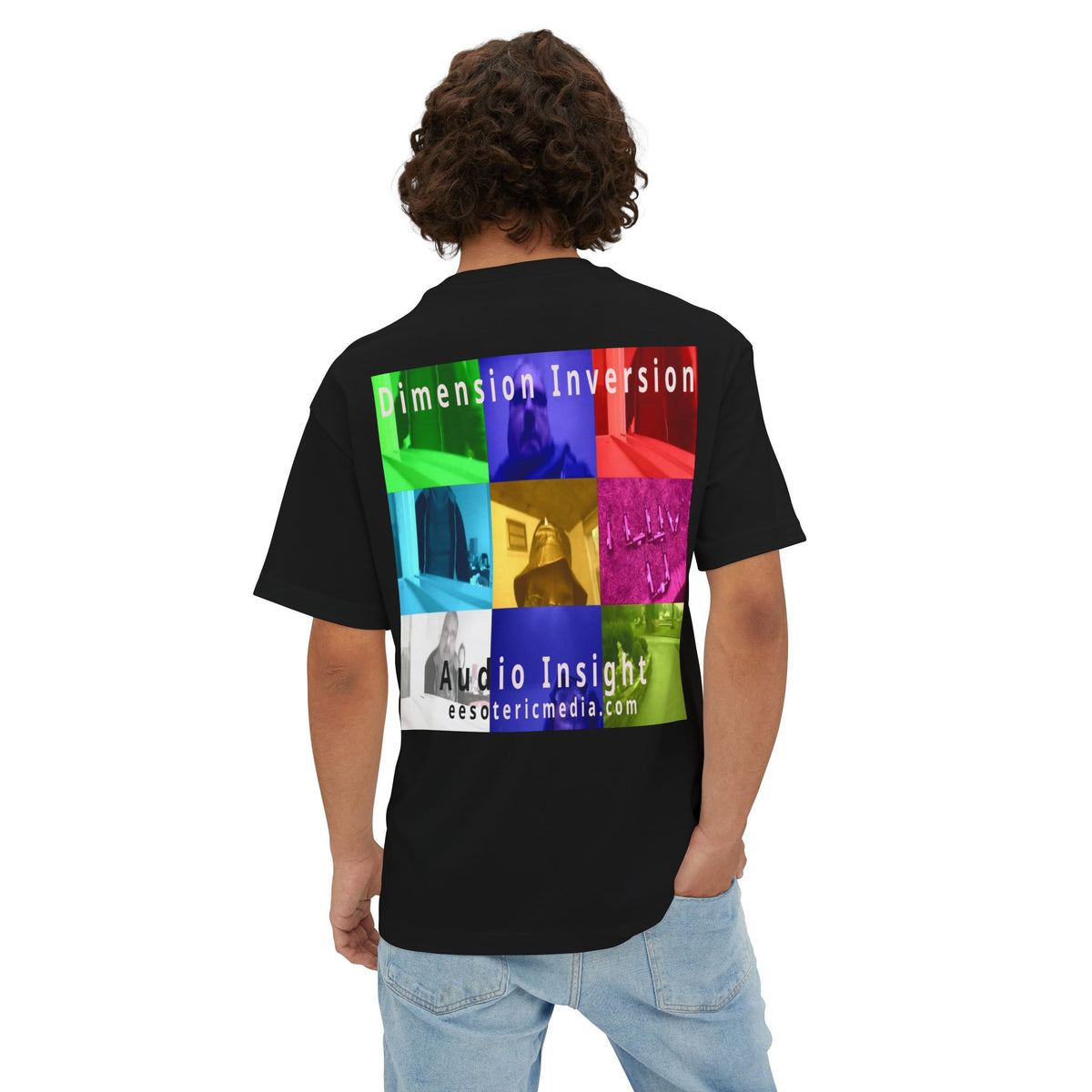 'Dimension Inversion' (Audio Insight) Colorful Surreal Collage Graphic Oversize Boxy T-Shirt