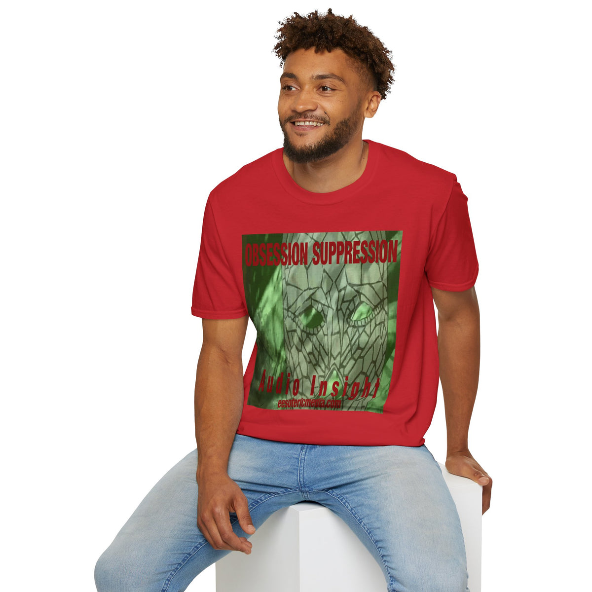 'Obsession Suppression' (Audio Insight) Camiseta Softstyle Gráfica de Calavera Retro de Ciencia Ficción