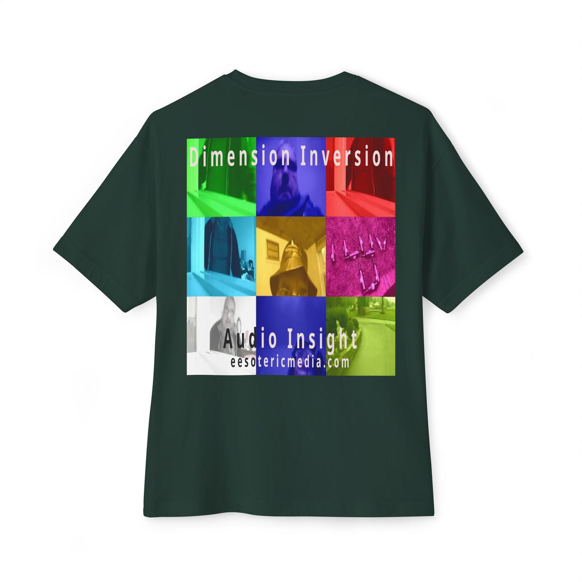 'Dimension Inversion' (Audio Insight) Colorful Surreal Collage Graphic Oversize Boxy T-Shirt